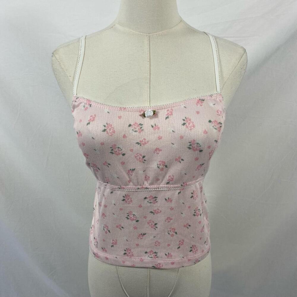 Strawberry Skye light pink rose‎ cami top size small coquette y2k dainty
